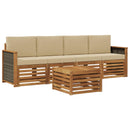 Udendørs sofagruppe 5 pcs Naturlig og Beige Massivt Akacietræ