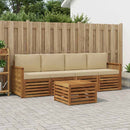 Udendørs sofagruppe 5 pcs Naturlig og Beige Massivt Akacietræ