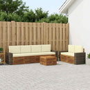 Udendørs sofagruppe 7 pcs Naturlig og Fløde Massivt Akacietræ