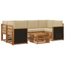 Udendørs sofagruppe 7 pcs Naturlig og Beige Massivt Akacietræ