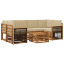 Udendørs sofagruppe 7 pcs Naturlig og Beige Massivt Akacietræ