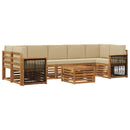 Udendørs sofagruppe 8 pcs Naturlig og Beige Massivt Akacietræ