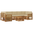 Udendørs sofagruppe 8 pcs Naturlig og Beige Massivt Akacietræ