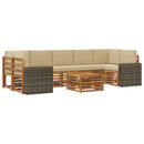 Udendørs sofagruppe 8 pcs Naturlig og Beige Massivt Akacietræ