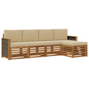 Udendørs sofagruppe med pude 5 pcs Naturlig og Beige