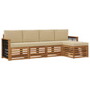 Udendørs sofagruppe med pude 5 pcs Naturlig og Beige