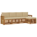 Udendørs sofagruppe med pude 5 pcs Naturlig og Beige