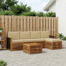 Udendørs sofagruppe med pude 6 pcs Naturlig og Beige