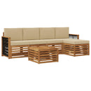 Udendørs sofagruppe med pude 6 pcs Naturlig og Beige