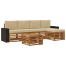 Udendørs sofagruppe med pude 6 pcs Naturlig og Beige