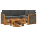 Udendørs sofagruppe 5 pcs Naturlig og Antracit 59 x 59 x 37 cm