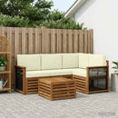 Udendørs sofagruppe 5 pcs Naturlig og Fløde 59 x 59 x 37 cm