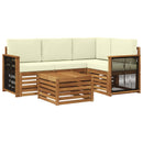 Udendørs sofagruppe 5 pcs Naturlig og Fløde 59 x 59 x 37 cm