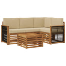 Udendørs sofagruppe 5 pcs Naturlig og Beige 59 x 59 x 37 cm