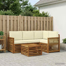 Udendørs sofagruppe 5 pcs Naturlig og Fløde 59 x 59 x 37 cm