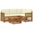 Udendørs sofagruppe 5 pcs Naturlig og Fløde 59 x 59 x 37 cm