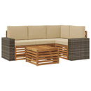 Udendørs sofagruppe 5 pcs Naturlig og Beige 59 x 59 x 37 cm