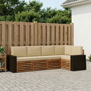 Sektionalsofa sæt 5 pcs Naturlig og Beige Massivt Akacietræ