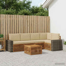 Sektionalsofa sæt 6 pcs Naturlig og Beige Massivt Akacietræ