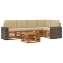 Sektionalsofa sæt 6 pcs Naturlig og Beige Massivt Akacietræ