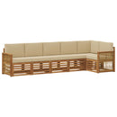 Sektionalsofa sæt 5 pcs Naturfarvet Soli Akacietræ og polyester