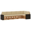 Sektionalsofa sæt 6 pcs Naturlig og Beige Massivt Akacietræ