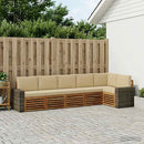 Sektionalsofa sæt 6 pcs Naturlig og Beige Massivt Akacietræ