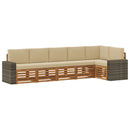 Sektionalsofa sæt 6 pcs Naturlig og Beige Massivt Akacietræ