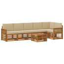 Sektionalsofa sæt 6 pcs Naturfarvet Soli Akacietræ og polyester