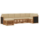 Sektionalsofa sæt 6 pcs Naturfarvet Soli Akacietræ og polyester