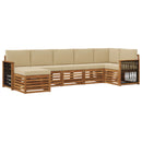 Sektionalsofa sæt 6 pcs Naturfarvet Soli Akacietræ og polyester
