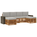 Sofasæt med pude 6 pcs Naturfarvet og lysegrå Massivt Akacietræ