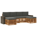 Sofasæt med pude 6 pcs Naturlig og Antracit Massivt Akacietræ