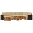 Udendørs sofagruppe med pude 9 pcs Naturlig og Beige