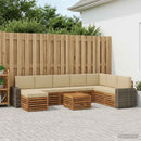 Udendørs sofagruppe med pude 9 pcs Naturlig og Beige