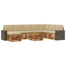 Udendørs sofagruppe med pude 9 pcs Naturlig og Beige