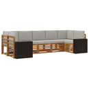 Sektionalsofa sæt 7 pcs Naturfarvet og lysegrå Polyester