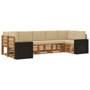 Sektionalsofa sæt med pude 7 pcs Naturlig og Beige Polyester
