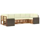 Sektionalsofa sæt med pude 7 pcs Naturlig og Fløde Polyester