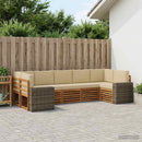 Sektionalsofa sæt med pude 7 pcs Naturlig og Beige Polyester