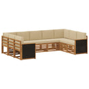 Sektionalsofa sæt 7 pcs Naturfarvet Soli Akacietræ og polyester