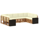 Sektionalsofa sæt med pude 9 pcs Naturlig og Fløde Polyester