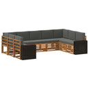 Sektionalsofa sæt med pude 9 pcs Naturlig og Antracit Polyester