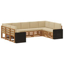 Sektionalsofa sæt med pude 9 pcs Naturlig og Beige Polyester