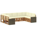 Sektionalsofa sæt med pude 9 pcs Naturlig og Fløde Polyester