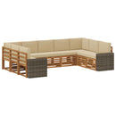 Sektionalsofa sæt med pude 9 pcs Naturlig og Beige Polyester