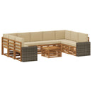 Sofasæt med pude 10 pcs Naturlig og Beige Massivt Akacietræ