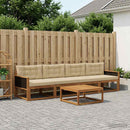Udendørs sofagruppe med pude 5 pcs Naturlig og Beige