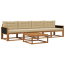 Udendørs sofagruppe med pude 5 pcs Naturlig og Beige