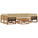 Udendørs sofagruppe med pude 7 pcs Naturlig og Beige